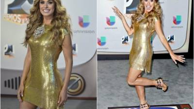 La conductora mexicana Galilea Montijo fue una de las mejores vestidas ayer en la alfombra de Premios Juventud.