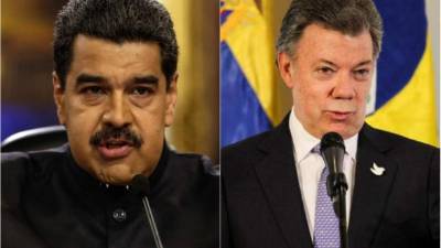 El presidente de Venezuela, Nicolás Maduro y su homólogo colombiano, Juan Manuel Santos.