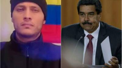 Óscar Pérez, el policía buscado por terrorismo en Venezuela y el presidente de Venezuela, Nicolás Maduro. Foto: Captura video/Archivo