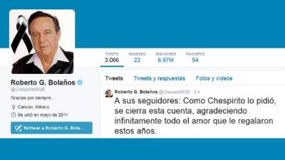 Captura de pantalla del último mensaje publicado por la cuenta de Chespirito.