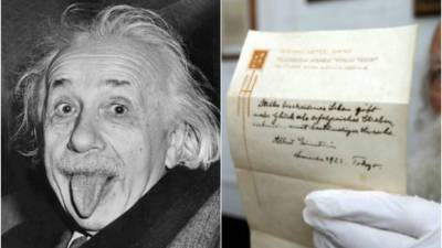 El pequeño documento que escribió porque no tenía monedas para darle propina, contenía brevemente su teoría para tener una vida feliz. Salió a luz tras 95 años.