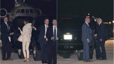 Trump llegó anoche a la Florida acompañado de su esposa Melania.