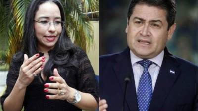 Al lado izquierdo la abogada Gabriela Castellanos, Directora Ejecutiva del CNA; al lado derecho, el presidente hondureño Juan Orlando Hernández.