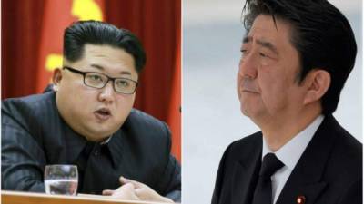El líder norcoreano Kim Jong-un y Shinzo Abe, primer ministro de Japón.