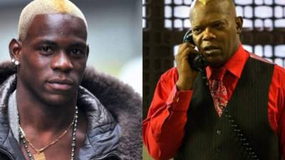 El ariete italiano Mario Balotelli y Samuel Jackson.