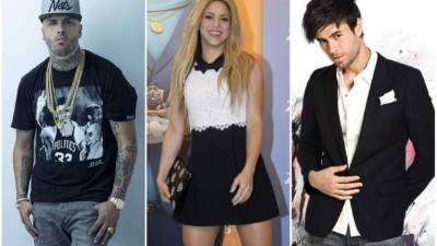 Los cantantes Nicky Jam Shakira y Enrique Iglesias.