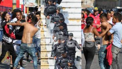 Previo al inicio de clásico capitalino entre Motagua vs Olimpia, aficionados del conjunto olimpista sorprendentemente se fueron a los golpes en las afueras del estadio Nacional de Tegucigalpa.