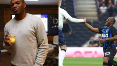 El hondureño Óscar David Suazo se lució este sábado en Inglaterra al anotar un doblete en el partido entre leyendas del Tottenham e Inter. El club italiano ganó 4-5 y tuvo al catracho como una de las figuras. Fotos Instagram y Twitter del Tottenham e Inter.