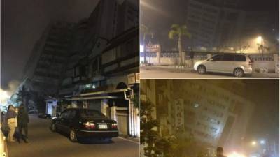 Un hotel se derrumbó este martes en el este de Taiwán luego que la isla fuera sacudida por un sismo de magnitud 6,4, informaron las autoridades, y medios de prensa locales indicaron que una treintena de personas estarían atrapadas por el derrumbe. Fotos: Twitter Sonia Su.