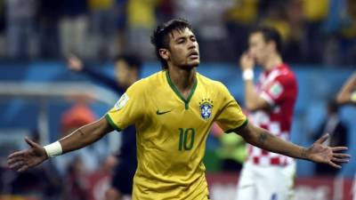 Neymar celebrando uno de sus goles ante Croacia.