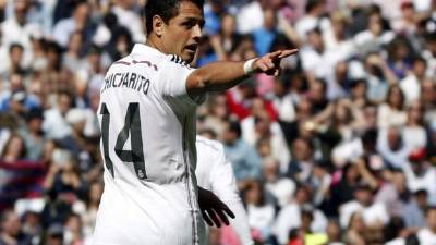 Javier 'Chicharito' Hernández tras marcar su primer gol en el Bernabéu con el Real Madrid. Foto EFE