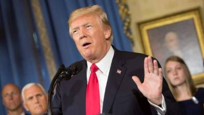 El presidente de los Estados Unidos Donald J. Trump, en un acto este lunes en la Casa Blanca. EFE