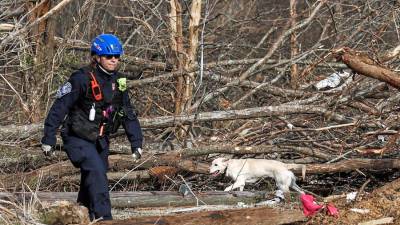 Autoridades haciendo trabajo de rescate.