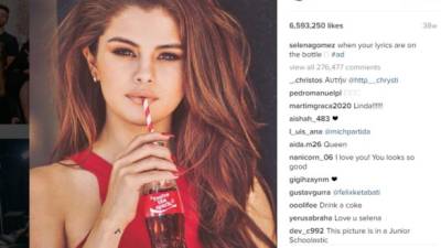 La cantante Selena Gómez es, sin duda, una de las estrellas más queridas en Instagram. Sus fotos rompen récord en la red social. De sus fotos esta es la que tiene más like: 6.5 millones.