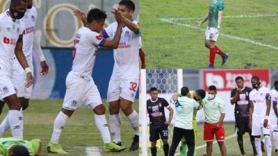 La jornada 10 de la Liga Nacional cerró con goleadas de 5-0 del Olimpia ante la Real Sociedad y de 3-0 del Marathón frente al Platense. Mira las imágenes más curiosas de los duelos. Fotos David Romero y Edwin Romero.