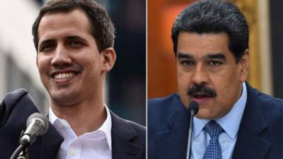El presidente de Venezuela, Nicolás Maduro, y el autoproclamado presidente interino, Juan Guaidó. AFP