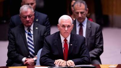 El vicepresidente estadounidense, Mike Pence, durante la sesión del Consejo de Seguridad de la ONU sobre Venezuela./AFP.