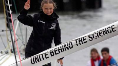 Greta Thunberg, la adolescente sueca de 16 años que reta a los líderes mundiales a tomar acciones contra el cambio climático, cruzó el Atlántico en un velero en una travesía de 15 días./AFP.