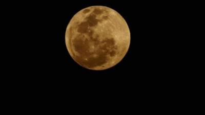 Vista de la Luna desde El Zapotal, San Pedro Sula, horas antes del eclipse total de este lunes 14 de abril del 2014.