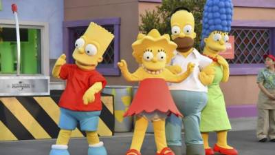 Homero, Marge, Bart, Lisa y Maggie Simpson.
