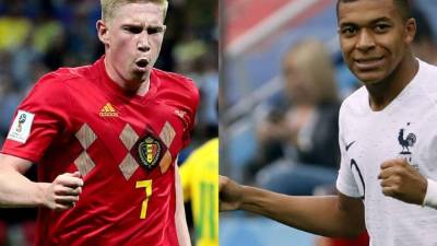 Kevin de Bruyne y Mbappé, figuras de Bélgica y Francia respectivamente.