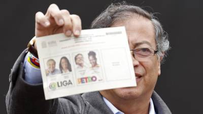 Gustavo Petro, candidato presidencial en la segunda vuelta electoral en Colombia.