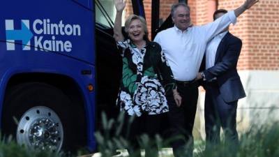 Hillary inició la segunda fase de su estrategia electoral con mítines en Pensilvania y Ohio, junto a Tim Kaine. Foto: AFP/Justin Sullivan