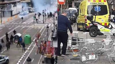 Seguidores radicales del Valencia y el Barcelona se han enzarzado en una pelea masiva en las inmediaciones del campo de Mestalla en lo que fue previo al partido.