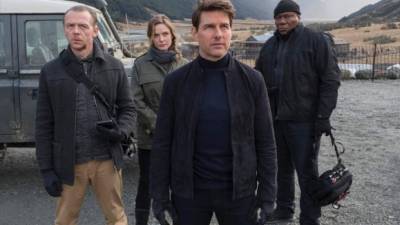 Simon Pegg, Rebecca Ferguson, Ving Rhames y Tom Cruise en una escena de “Misión Imposible: Fallout”.