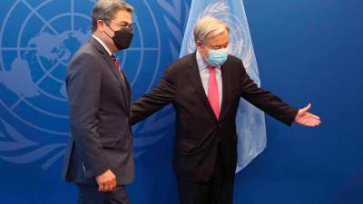 Hernández y Guterres dialogaron en Nueva York sobre la pandemia del covid, el cambio climático y temas de seguridad.
