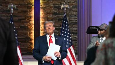 Trump durante un evento de campaña este fin de semana en Detroit.