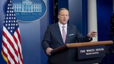 El Secretario de Prensa de la Casa Blanca, Sean Spicer, hoy durante una conferencia.