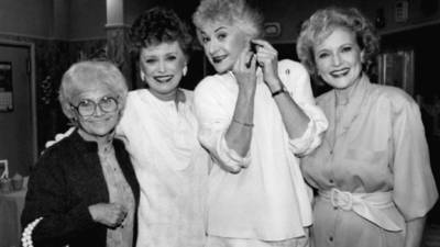 FILE - This Dec. 25, 1985 file photo shows the stars of the television series 'The Golden Girls' during a break in taping in Hollywood, Calif. From left are, Estelle Getty, Rue McClanahan, Bea Arthur and Betty White. Family spokesman Dan Watt says 86-year-old Bea Arthur died at home early Saturday, April 25, 2009. He says Arthur had cancer, but declined to give further details. (AP Photo/Nick Ut, File)