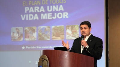 Juan Orlando Hernández cuando presentaba su plan de Gobierno.