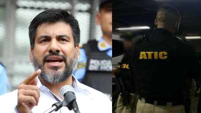 Johel Zelaya, fiscal general de Honduras, y un agente de la Atic.