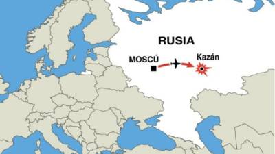 Localización del accidente de avión registrado el domingo en Rusia.