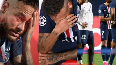 Con las manos en los ojos y entre lágrimas abandonó el terreno de juego Neymar tras caer en la final de la Liga de Campeones en el estadio La Luz a manos del Bayern Múnich. El resto de la plantilla del PSG no fue la excepción y evidenció la tristeza. Fotos AFP.