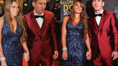 Lionel Messi y su pareja Antonella Roccuzzo en la ceremonia para la elección del Balón de Oro.