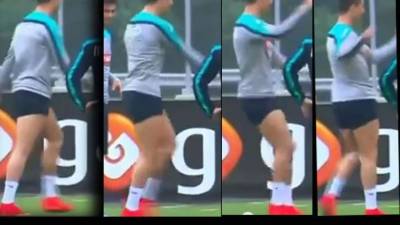 Capturas del video donde Cristiano Ronaldo baila samba en un entrenamiento de Portugal.