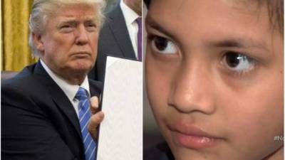 Al lado izquierdo Donald Trump (foto ilustrativa) y lado derecho el niño hondureño Raúl Ortiz.