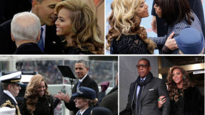 El presidente de Estados Unidos, Barack Obama junto a la cantante Beyoncé en su segunda toma de posesión.
