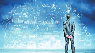 Businessman and business sketch