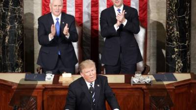 Trump brindó anoche su primer discurso ante el Congreso. AFP.