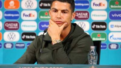 Cristiano Ronaldo habló en rueda de prensa. Foto AFP.