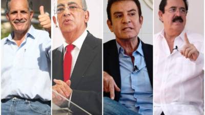 El alcalde de Tegucigalpa, Nasry 'Tito' Asfura; el expresidente Carlos Flores, Salvador Nasralla y Manuel 'Mel' Zelaya Rosales.
