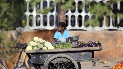 Una menor atiende un improvisado puesto de vegetales. En el sector agrícola es donde más prevalece este problema.