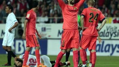 Gerard Piqué, durante el partido contra el Sevilla. Foto cortesía Mundo Deportivo