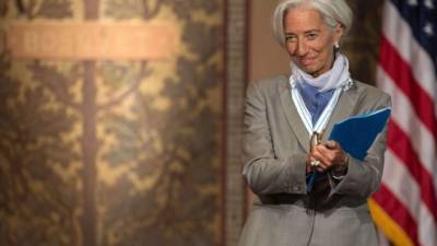 Christine Lagarde durante su presentación en la Universidad de Washington