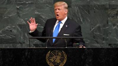 El magnate ofrece su primer discurso como presidente de EUA en la Asamblea General de la ONU. AFP.