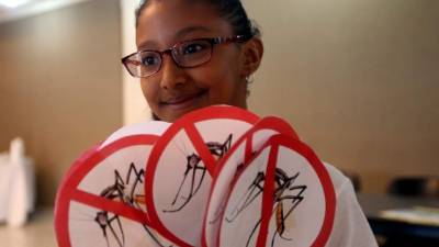 Una niña participa en la campaña de 'Prevención Zika en la UTH' en Tegucigalpa, capital hondureña. Foto archivo.